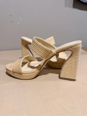 Jessica Simpson Woven Double-Strap Block Heel Sandals - Cream